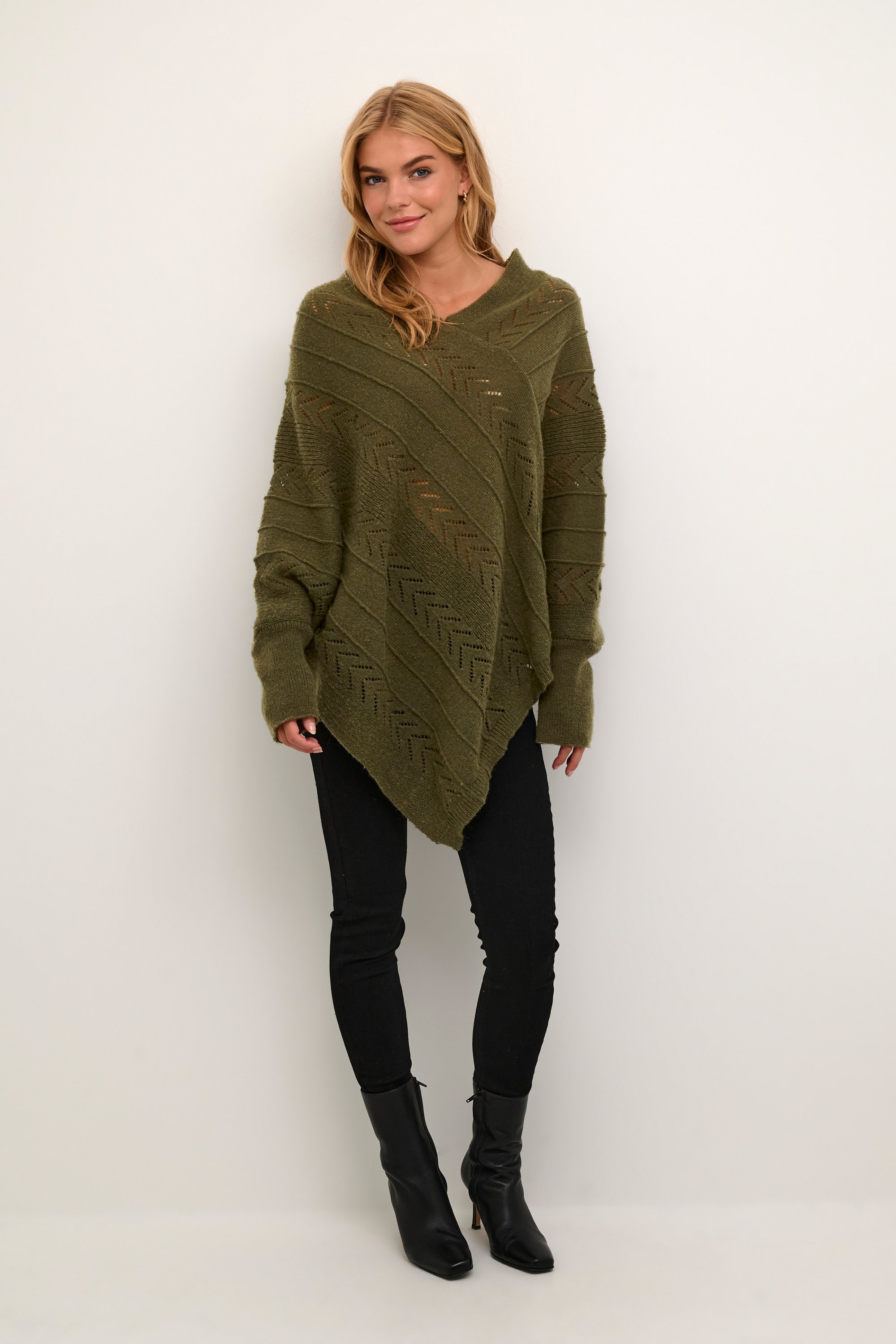Poncho Loose fit dark green