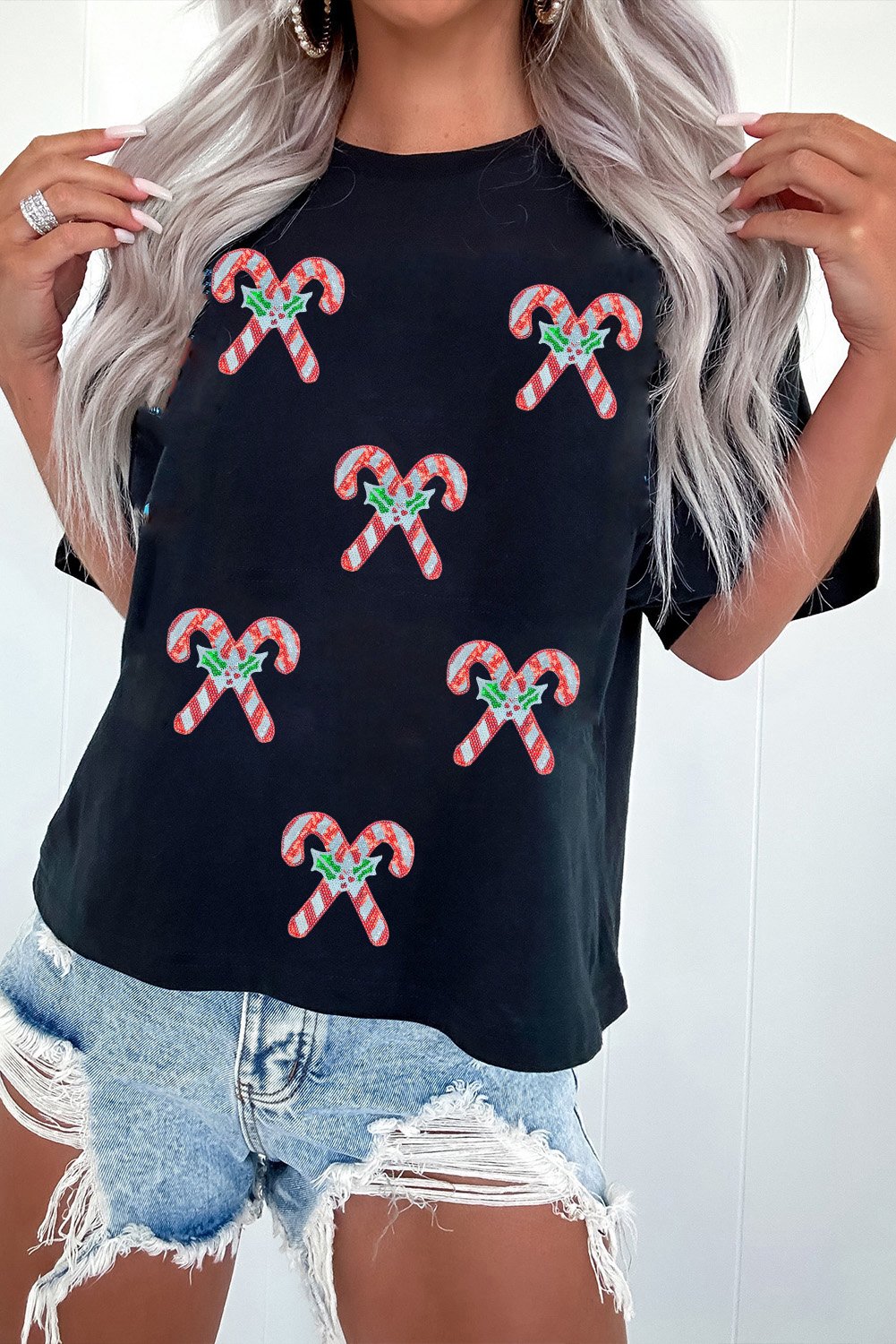Kragenbonbon-Print T-Shirt