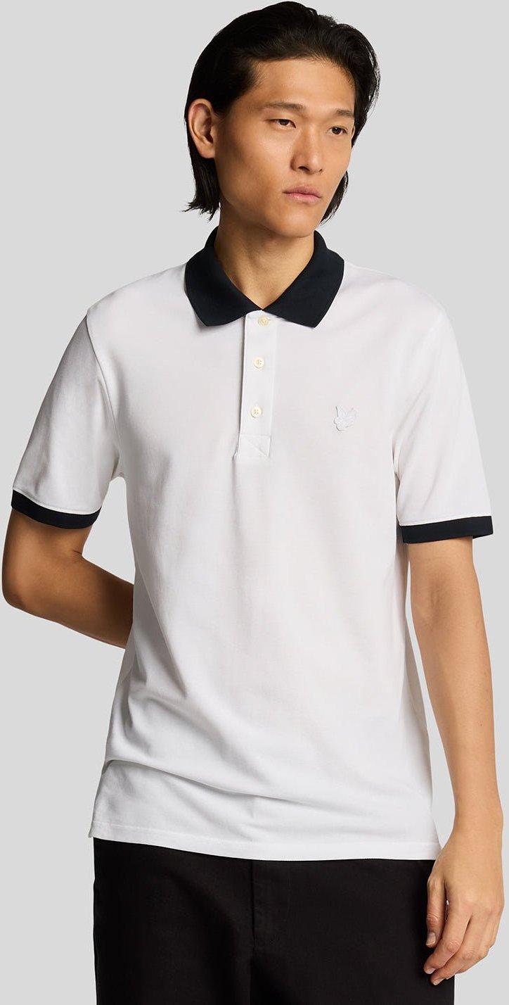 Lyle & Scott Poloshirt aus superfeiner Baumwolle mit Kontrasteffekten – Weiß
