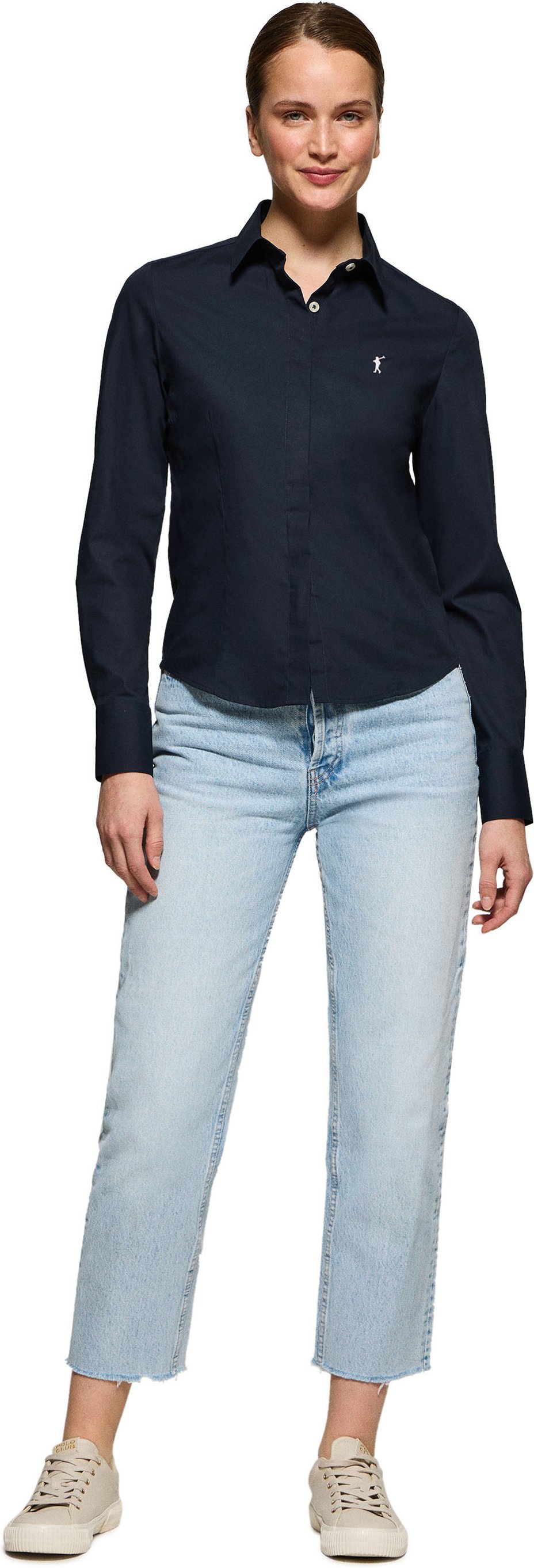 Thumbnail - Slim Fit Hemd aus Popeline marineblau mit Rigby Go Stickerei