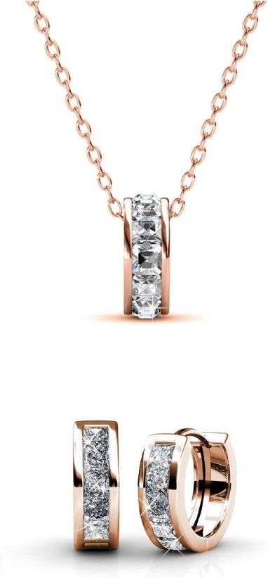 Quadratischer Reifensatz und Box - Rose Gold und Kristall