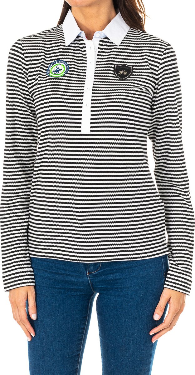 Langärmeliges Damen-Poloshirt mit kontrastierendem Reverskragen 2WPH66