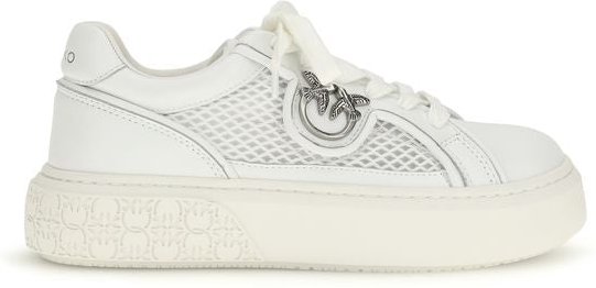 PINKO Weiße Kalbleder Bos Taurus Plattform Sneakers