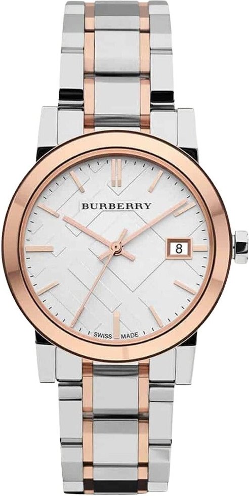Burberry BU9105 The City Unisex Uhr Silber / Rose Gold