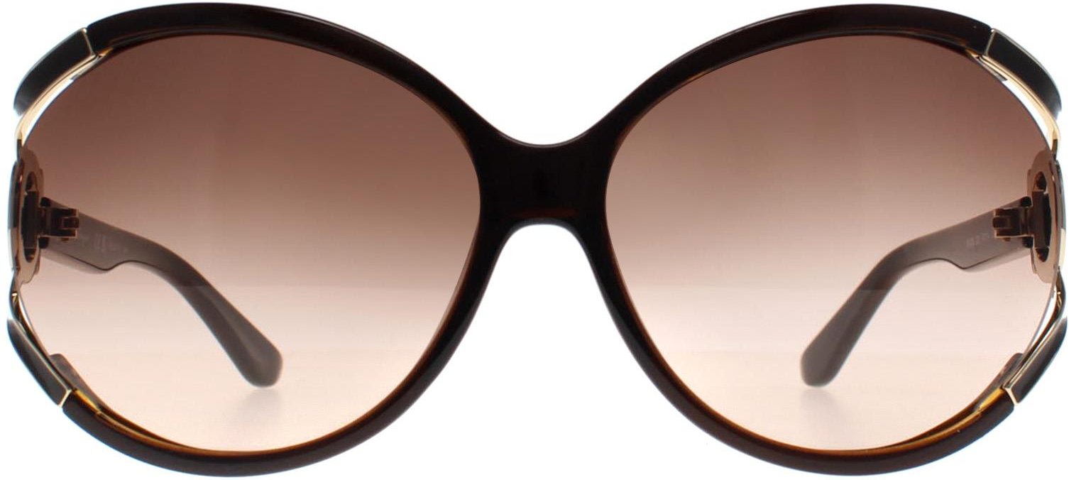 Salvatore Ferragamo Rund Damen Dunkelbraun Braun Grau Gradient SF600S