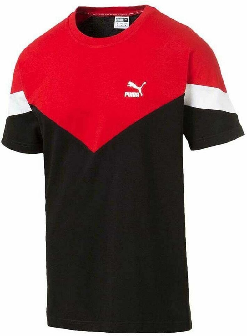 Puma Iconic MCS Kurzarm Crew Crew Hals Red Black Mens T-Shirt 595726 01
