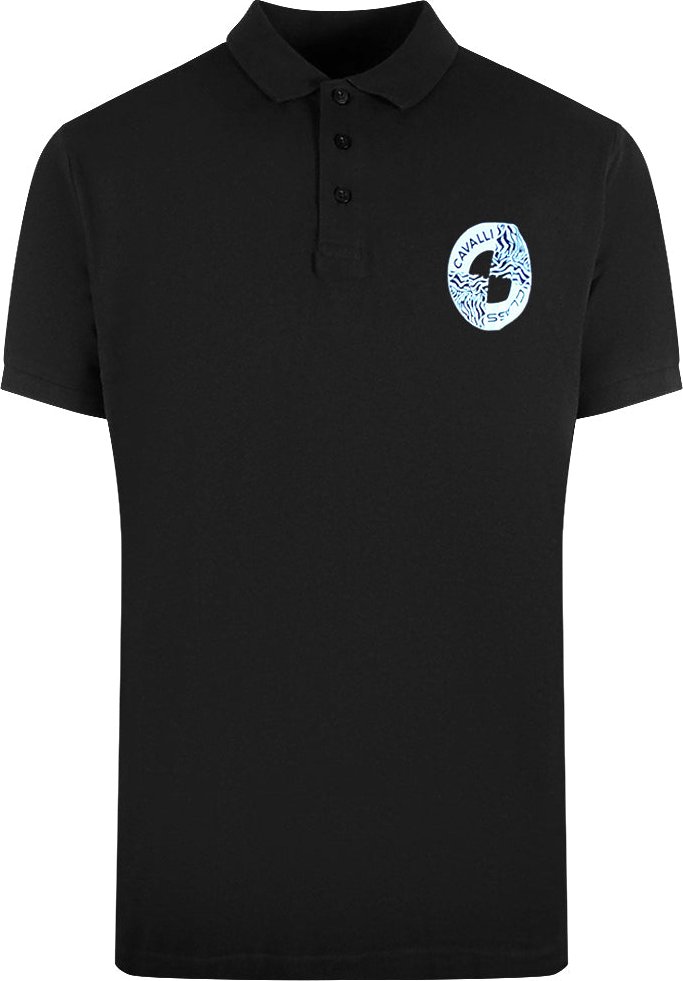 Cavalli Class Circle Logo Schwarzes Poloshirt