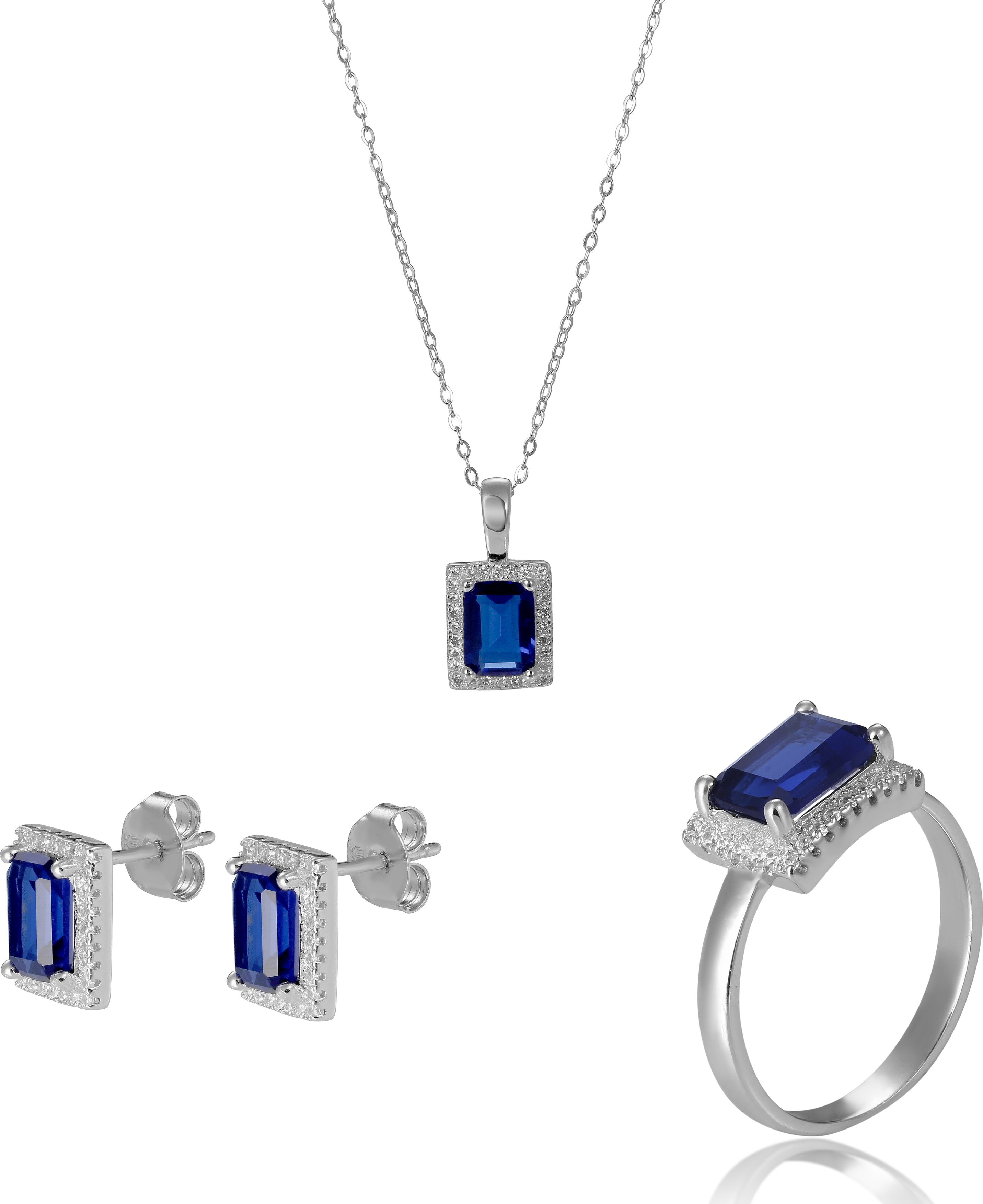 Orphelia 'Enora' Damen Set aus 925er Sterlingsilber: Halskette + Ohrringe + Ring - Silber SET-7425/SA