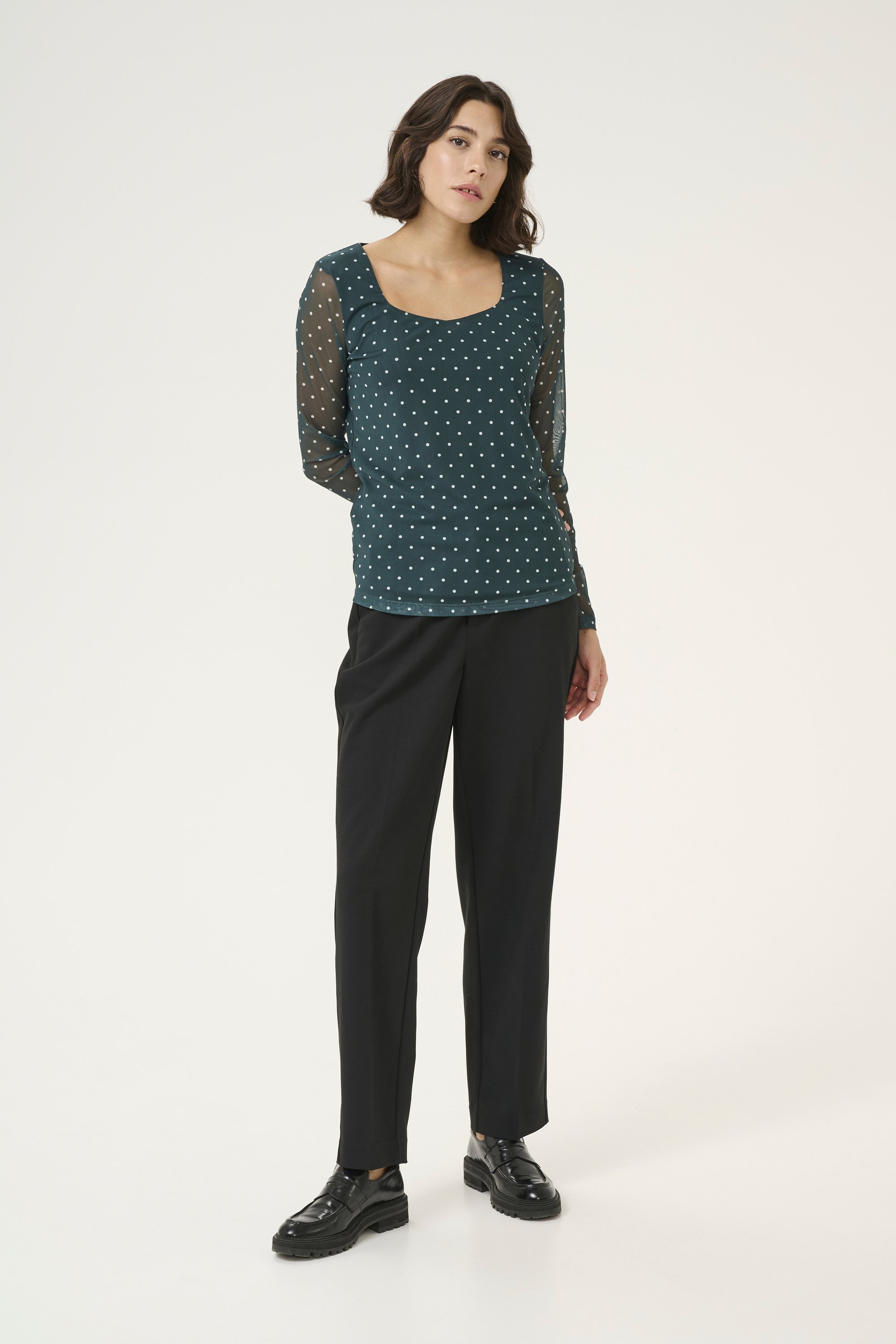 Langarm-Bluse Tight fit white green