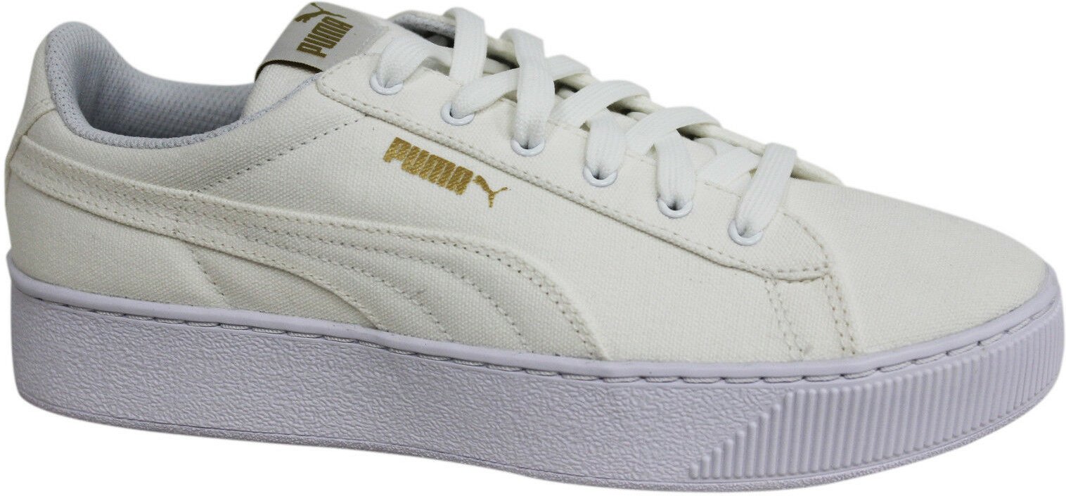 Puma Vikky Plattform CV Schnürung von weißen Damen Textil Trainern 365603 01 P3B
