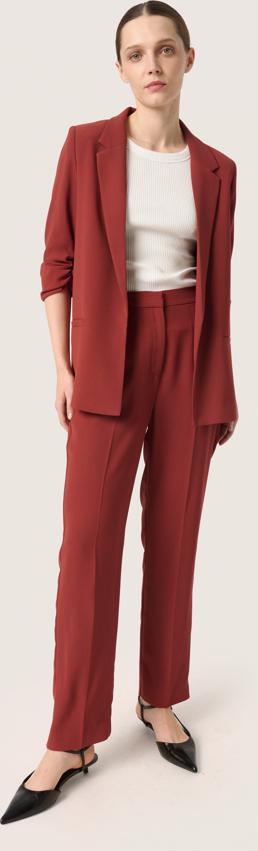 Thumbnail - Pants Suiting Gerade Passform Russet Brown