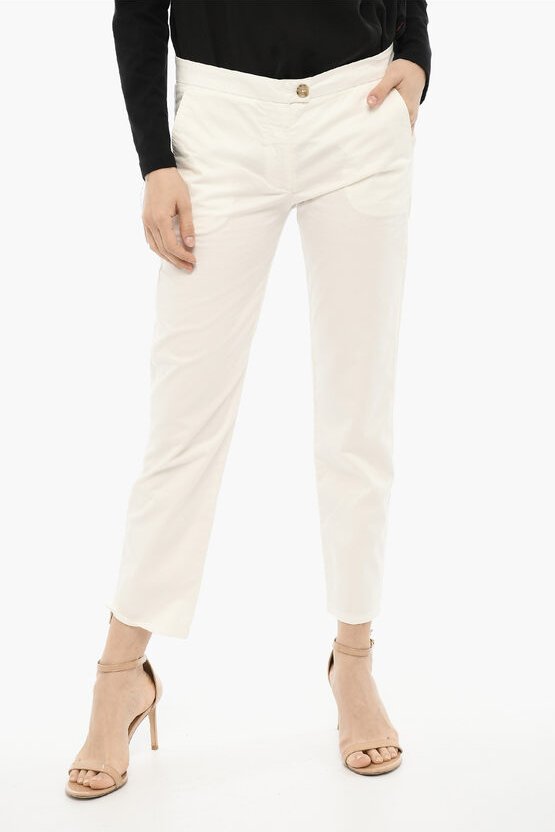 Regular Fit-Hose mit geschlitztem Knöchel in Weiß