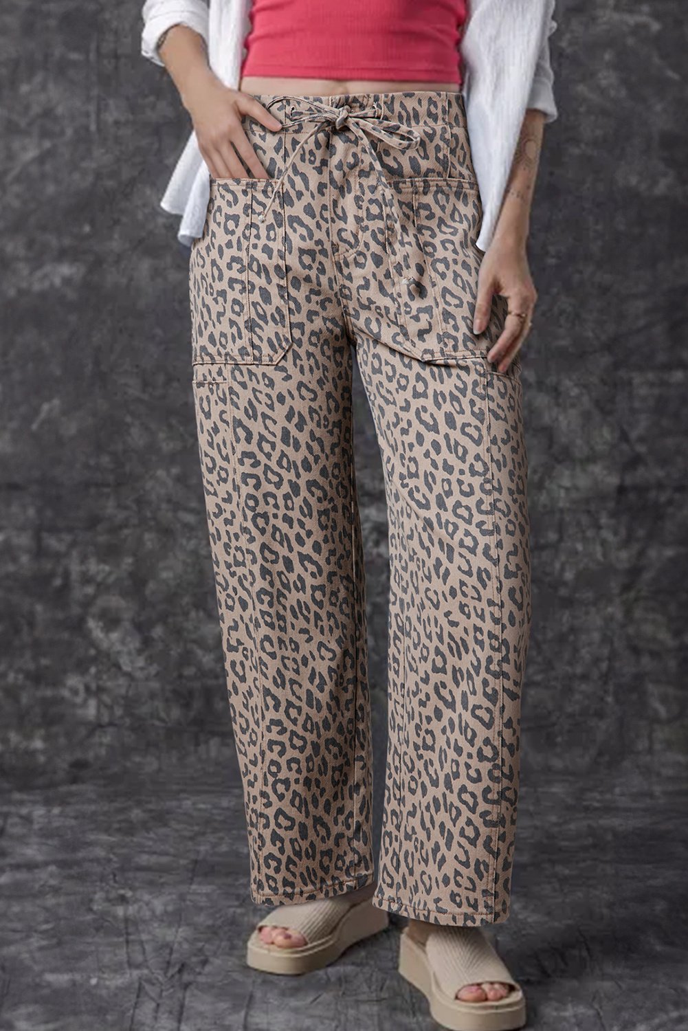 Leopardenmuster Weite Jeans