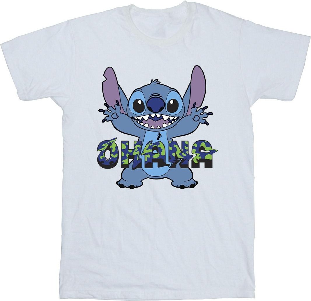 Disney - "Lilo And Stitch Ohana Blue Glitch" T-Shirt für Herren (Weiß)
