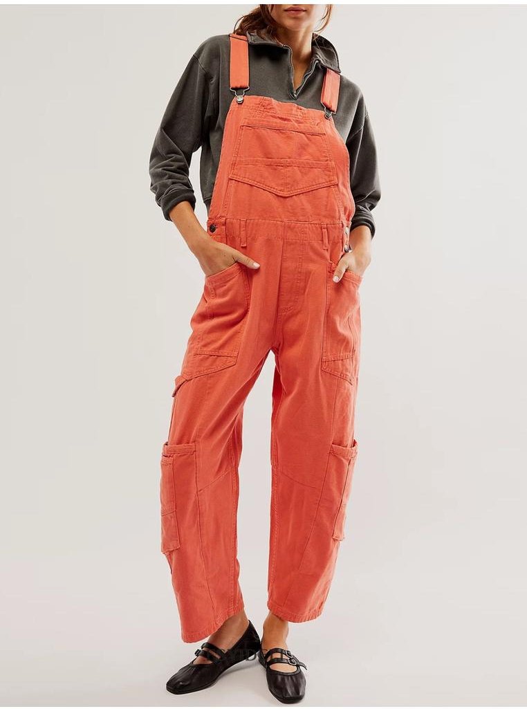 Thumbnail - Denim-Overalls mit breiten Tragern und Taschen