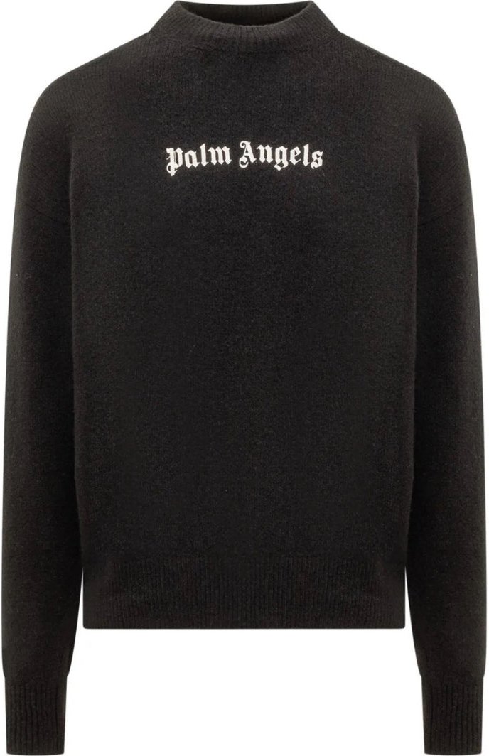 Schwarzer Strickpullover mit klassischem Logo von Palm Angels