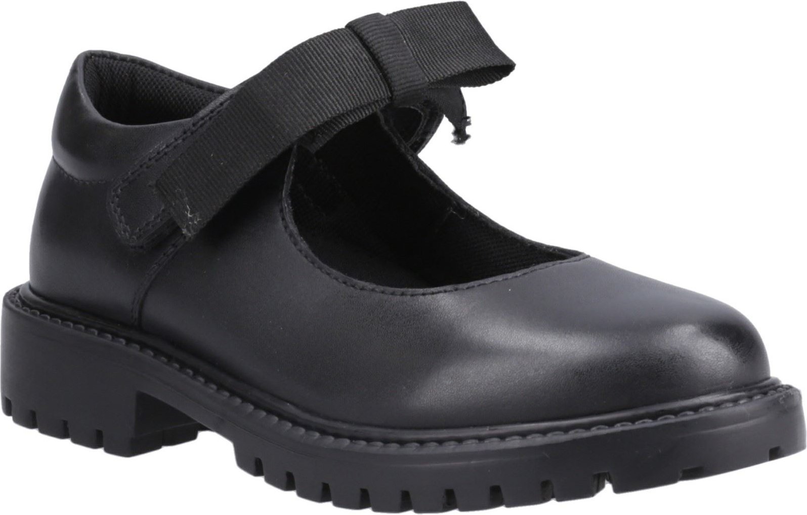 Hush Puppies Astrid Schleife Leder Mädchen Schwarz Schuhe