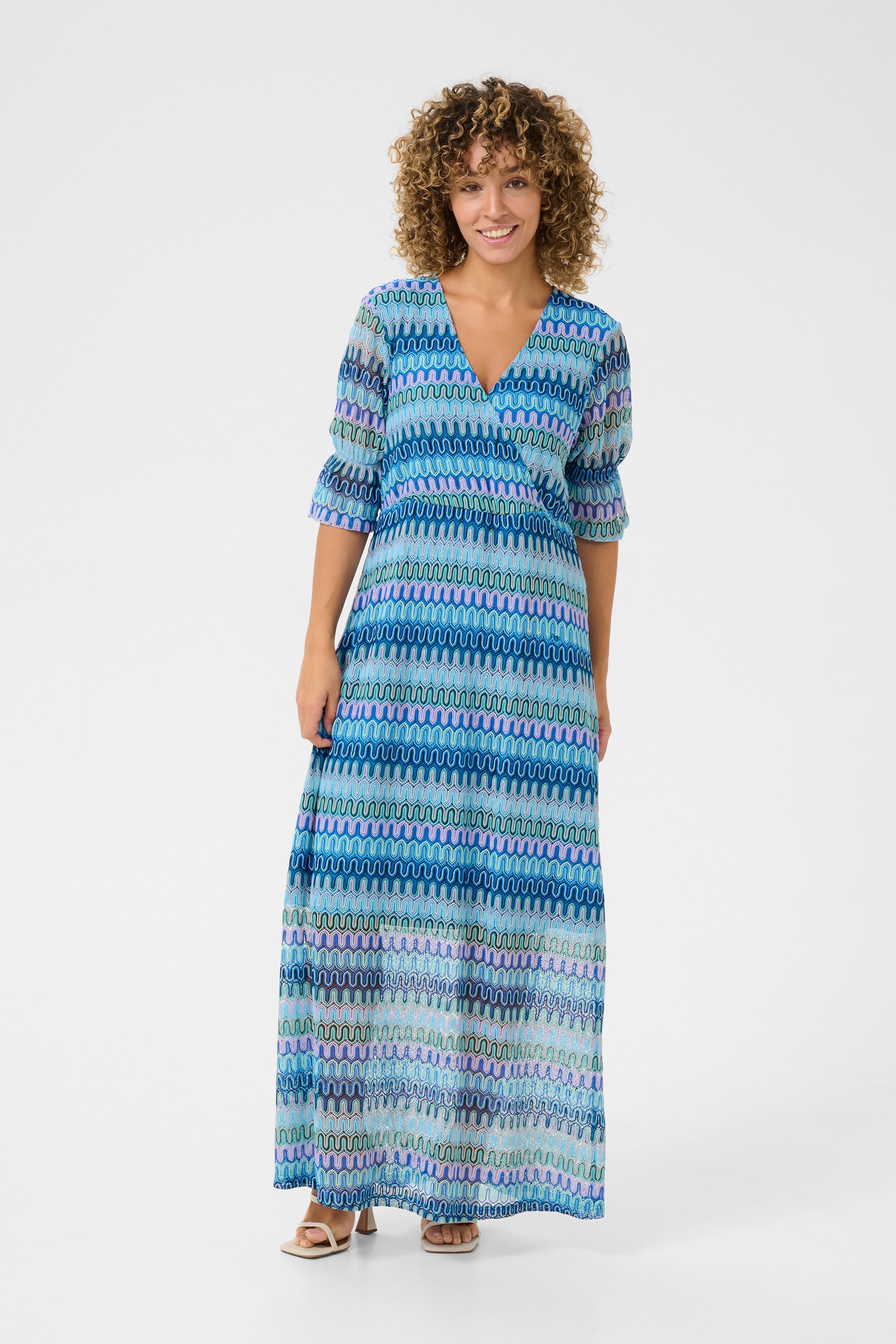 Kleid Feminine Aquarelle Jacquard blue