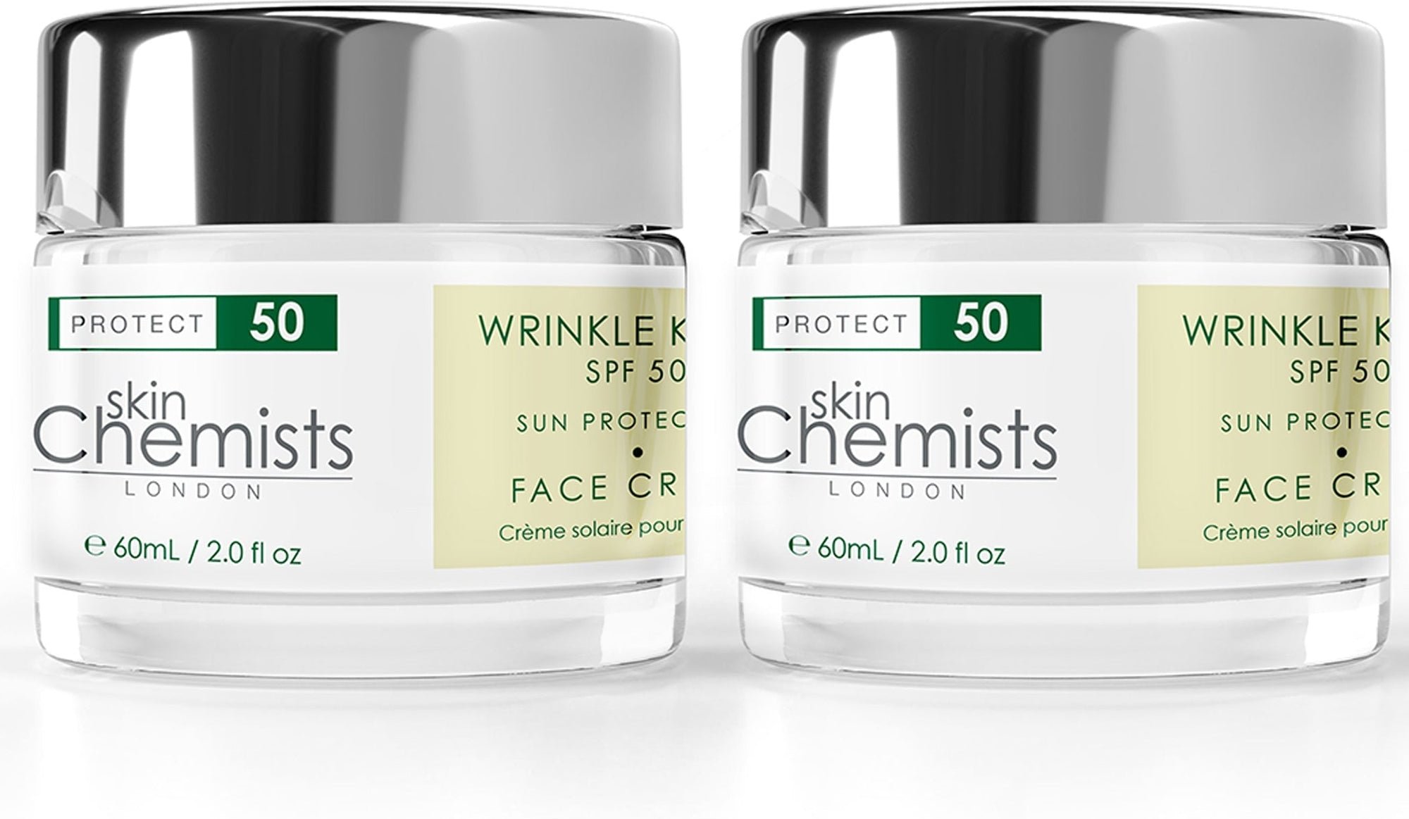 skinChemists Faltenkiller Sonnenschutz Tagesfeuchtigkeitscreme SPF 50 60ml x 2 Duo-Pack