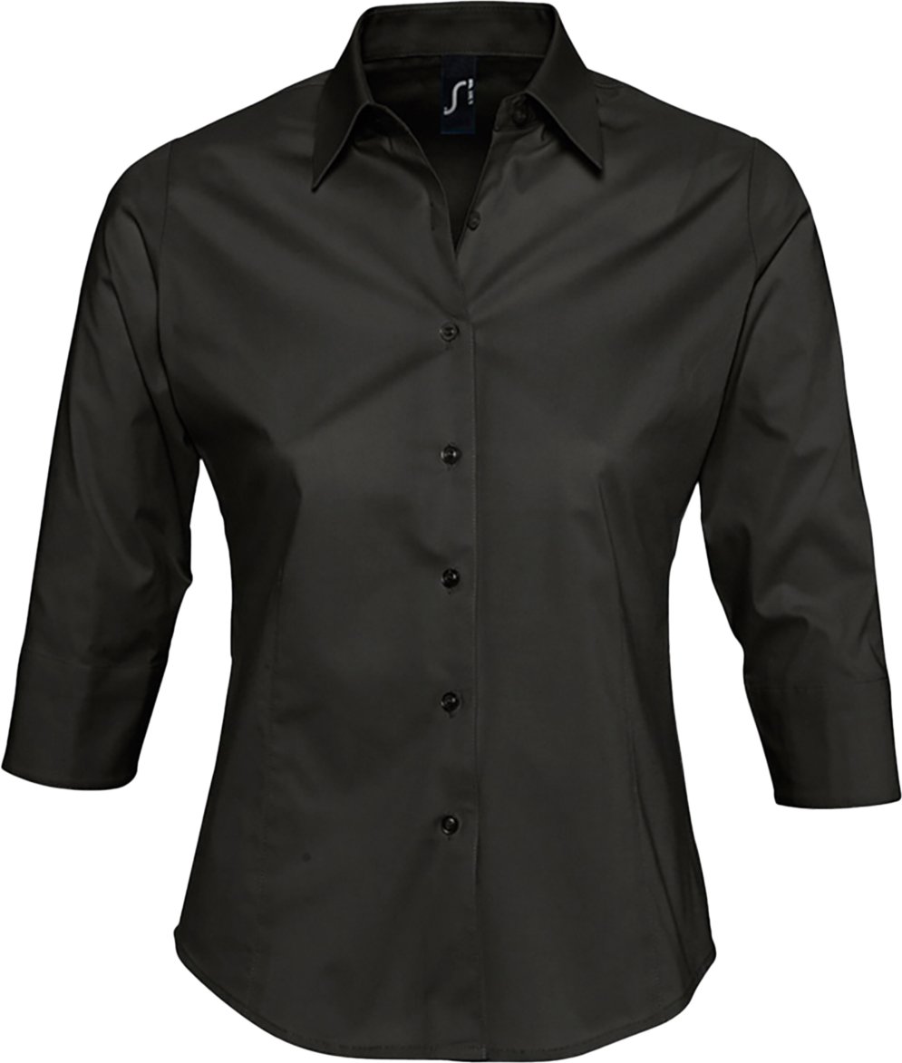 SOLS Damen Effect Bluse / Arbeitsbluse, 3/4-Ärmel (Schwarz)