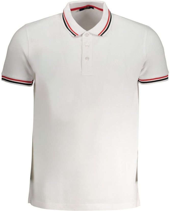 Thumbnail - Cavalli Class Bianco Baumwoll Herren-Polohemd