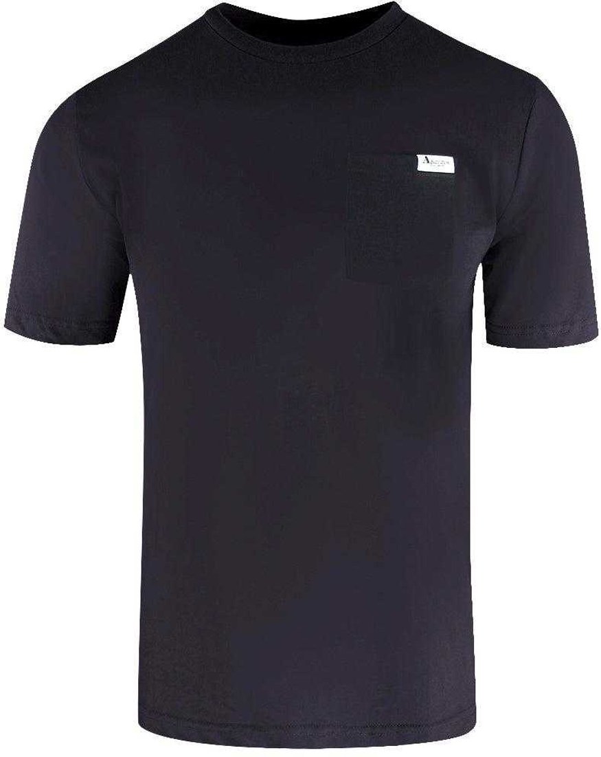 Aquascutum Herren Logo Brusttaschen-T-Shirt (Schwarz)