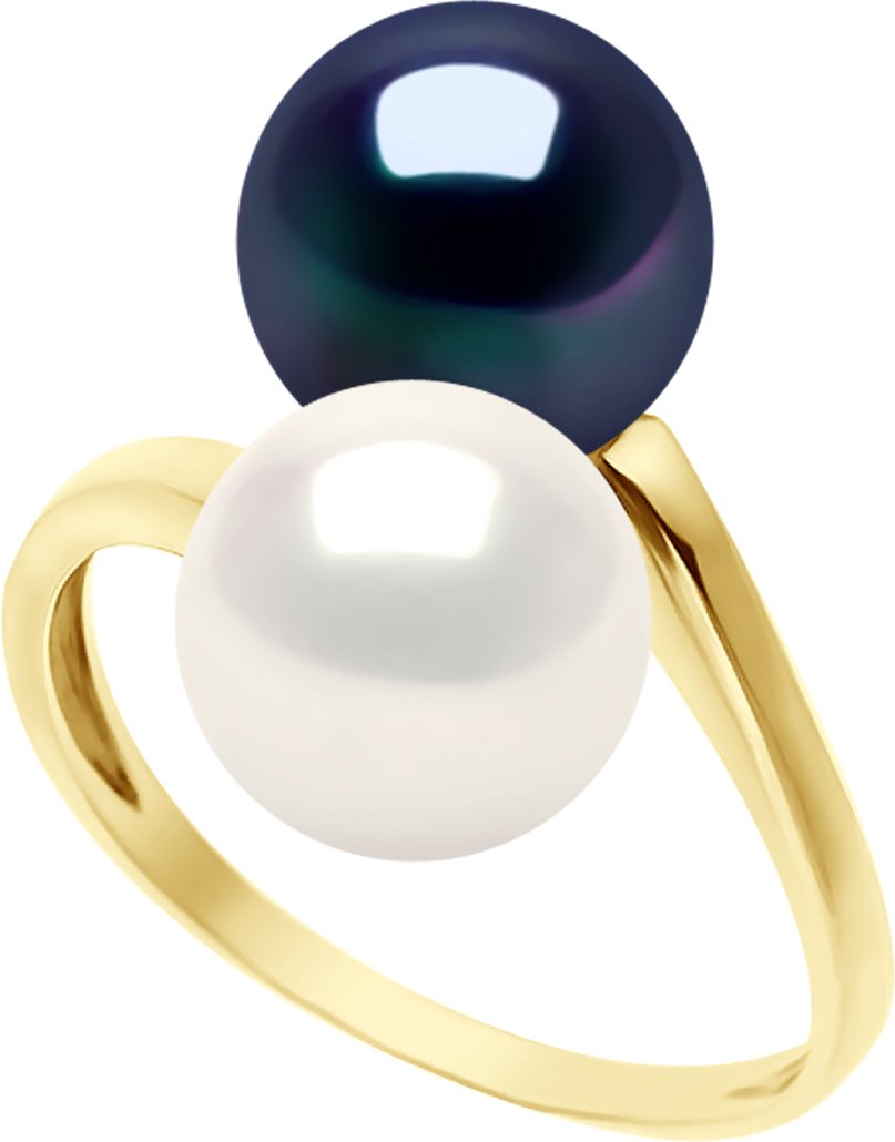 Armreifring You & Me – Gelbgold – 2 echte Süßwasser-Zuchtperlen rund 8–9 mm