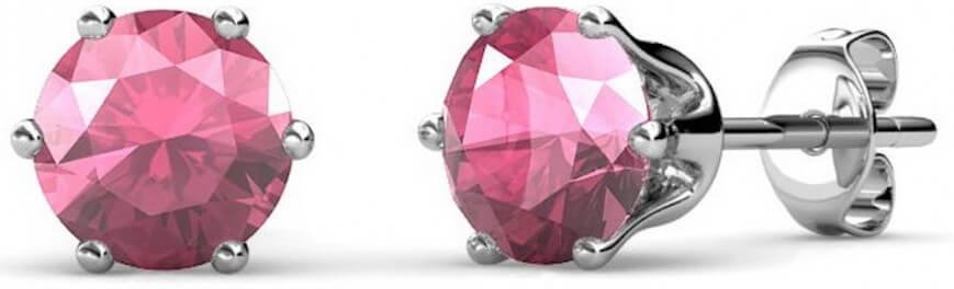 Geburtsstein-Oktober-Ohrringe - Silber und Rosa