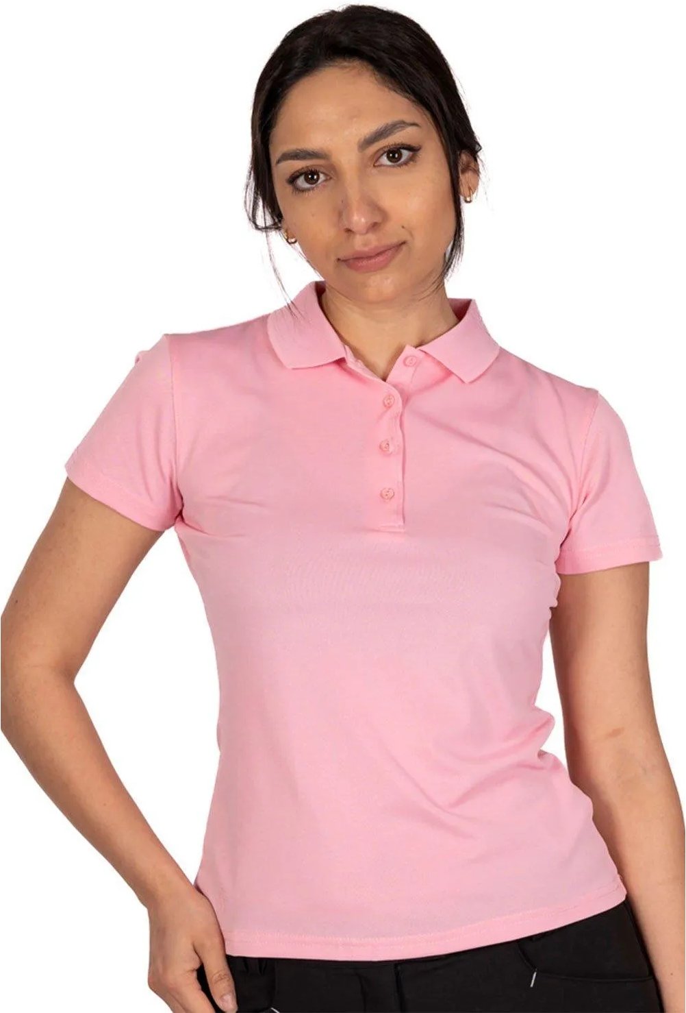 Island Green - "Classic" Poloshirt für Damen - Emblem (Bonbonrosa)