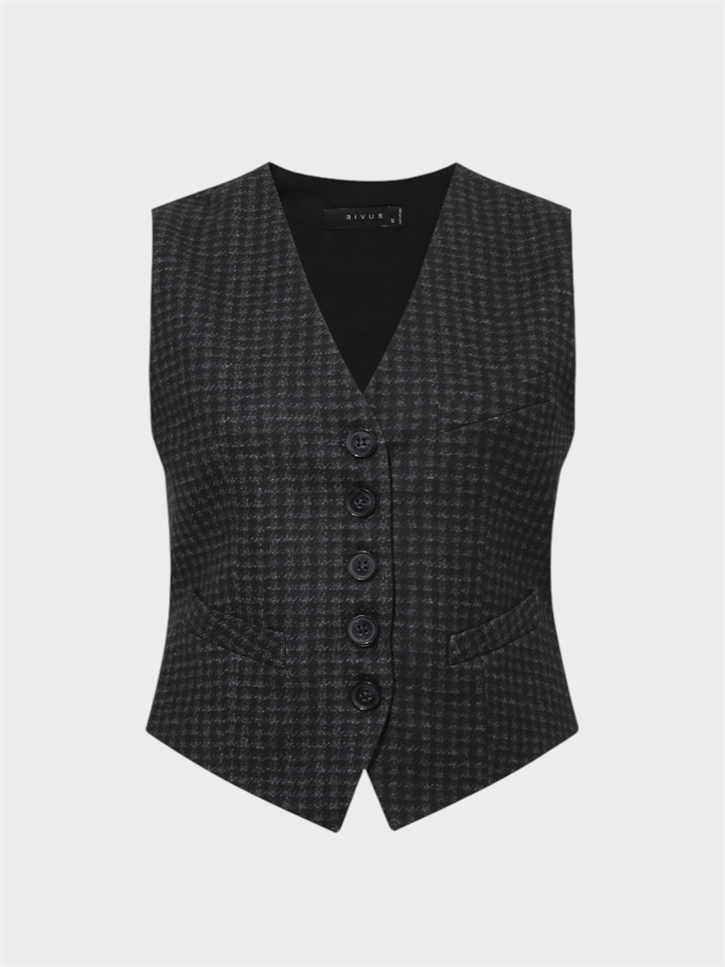 Weste aus Flanell mit V-Ausschnitt und Taschendetails