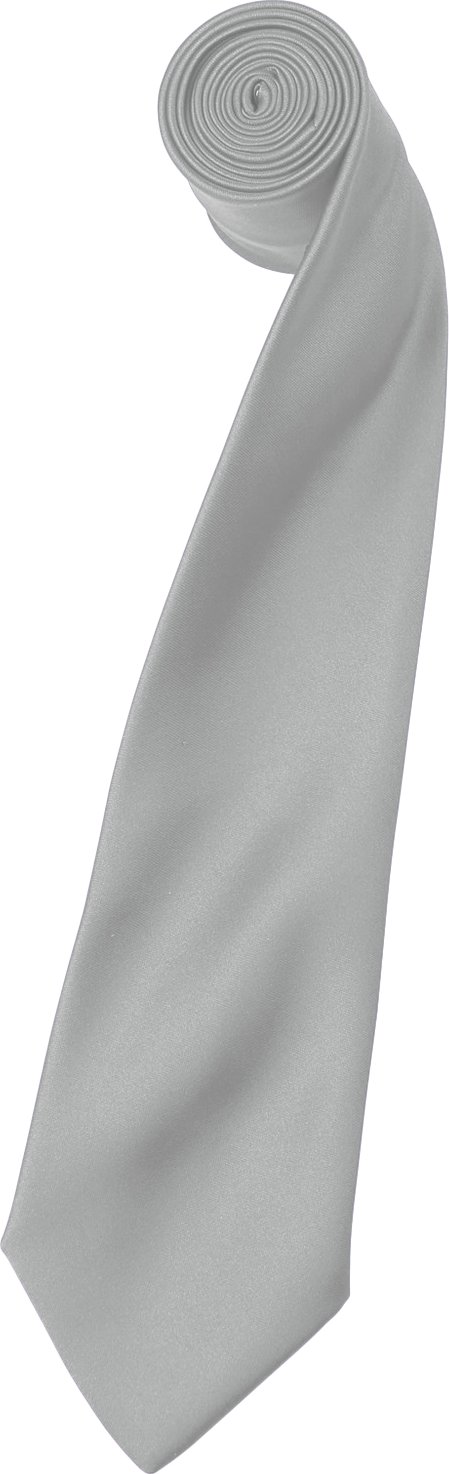 Premier Mens Plain Satin Krawatte (schmale Klinge) (2er-Pack) (Silbergrau)