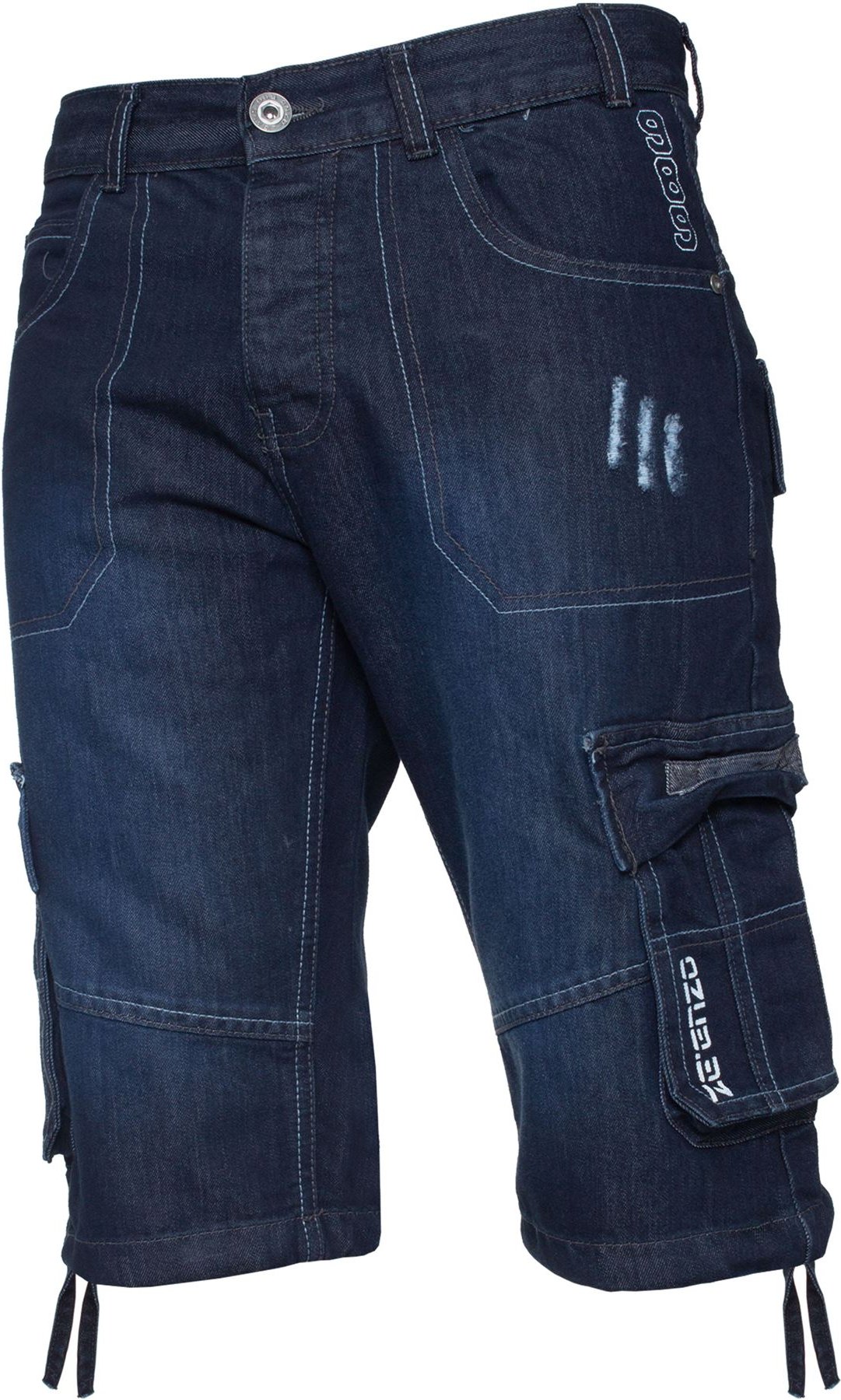Enzo Herren Cargo Combat Denim Shorts