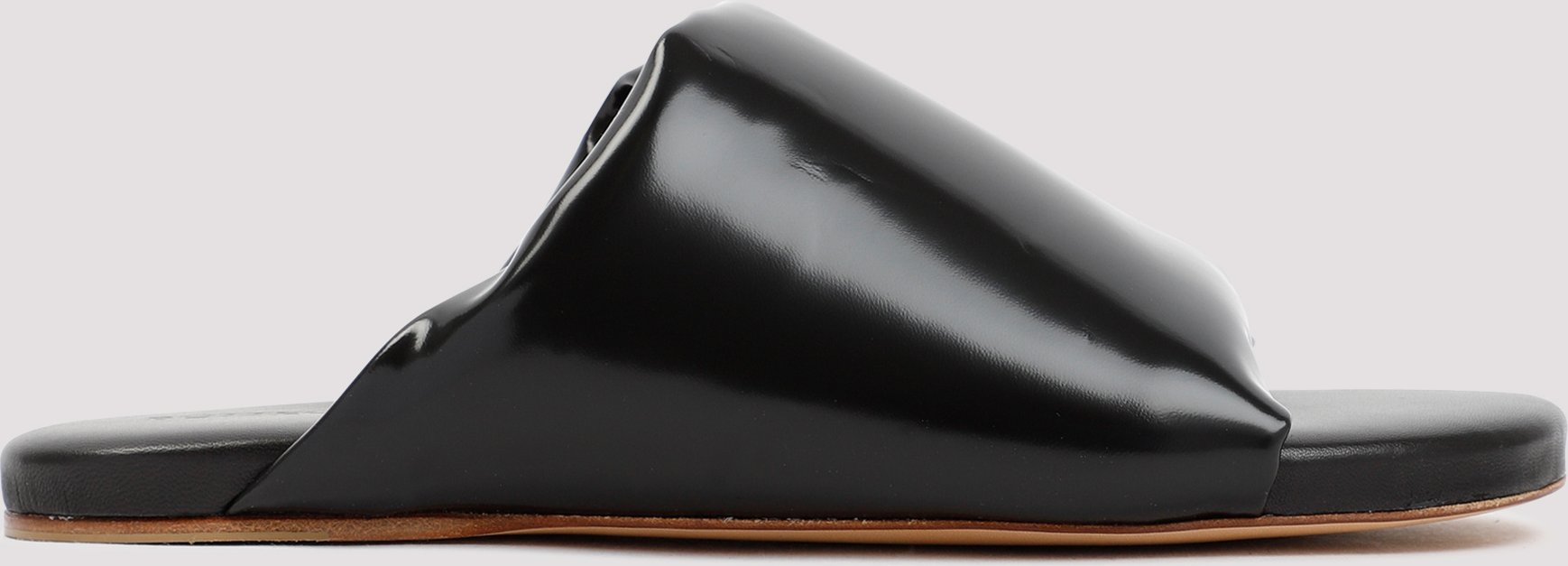 Schwarze Nappa-Leder Kissen-Sandalen