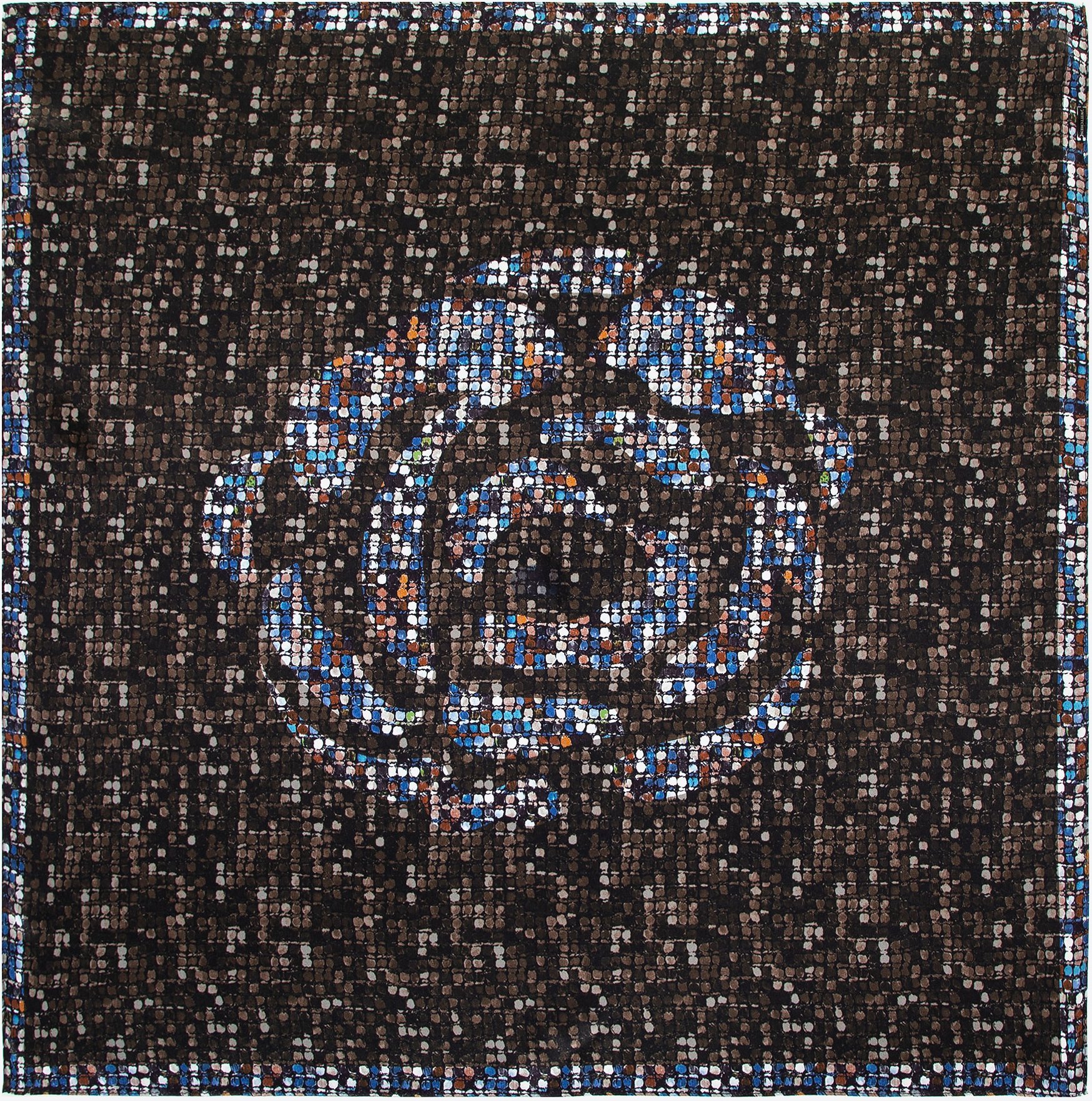 Wittchen Damen-Seidenschal mit braun-blauen Mustern, braun-blaue Seide