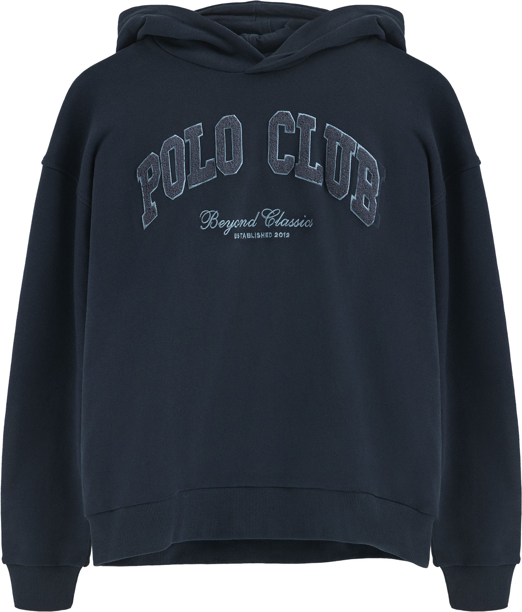 Sweatshirt marineblau mit Kapuze und Logo Established 2012 Polo Club