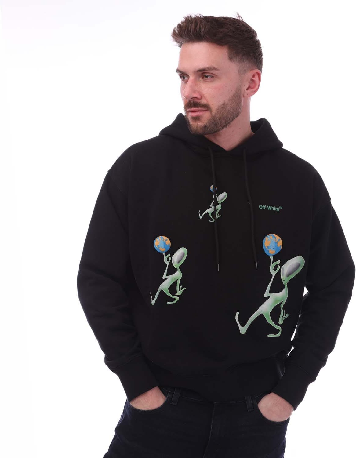 Off White Alien Arrow Skate Hoodie für Herren in Schwarz-Grün