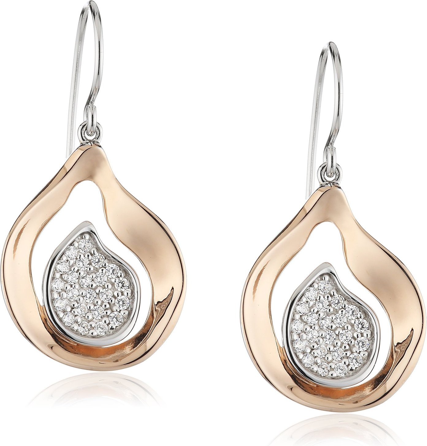 Orphelia Tropfenohrringe für Damen, 925er Sterlingsilber, Silber/Roségold ZO-5194
