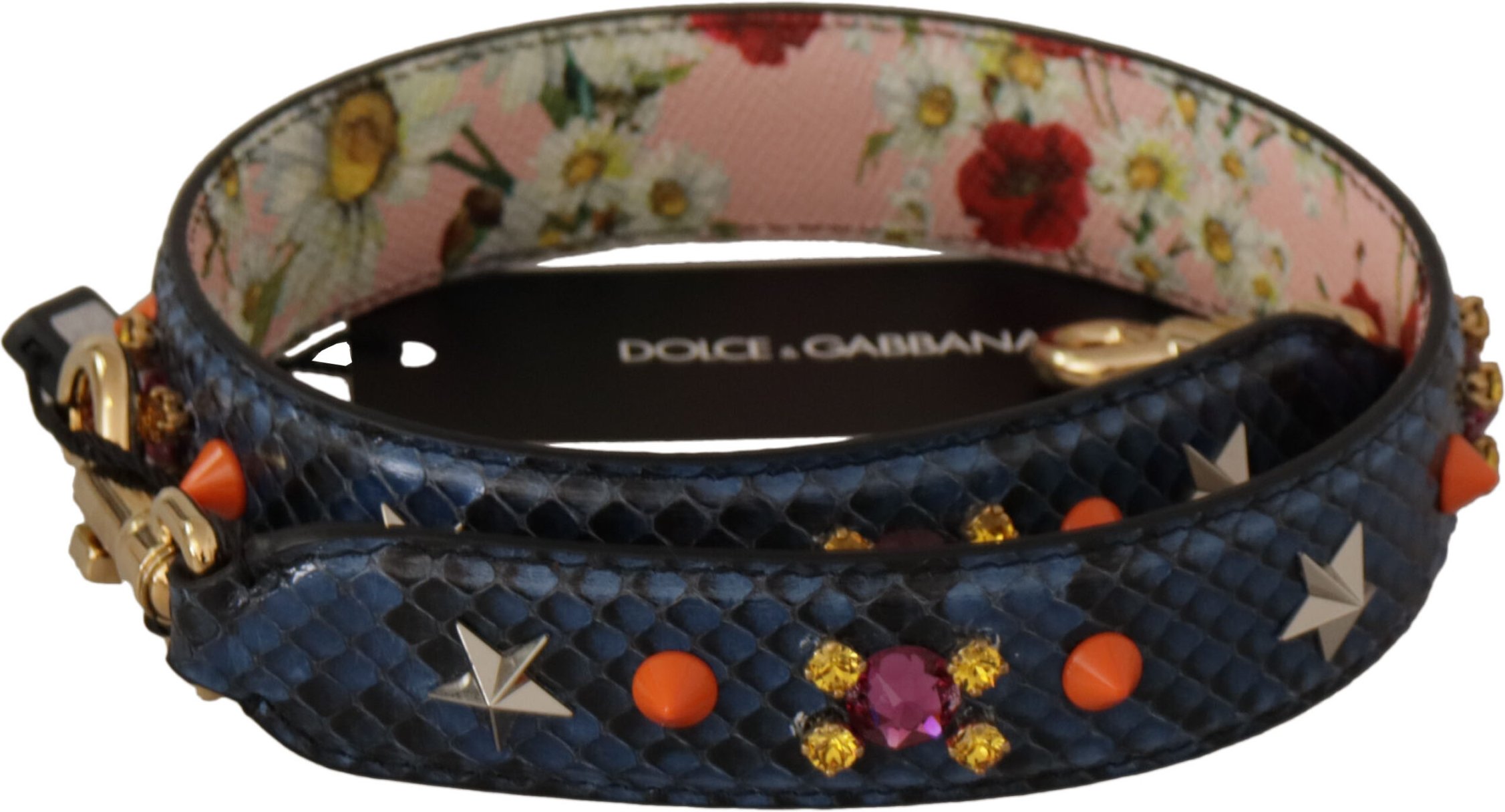 Dolce & Gabbana Elegante Blaue Pythonleder Tasche Damen Riemen