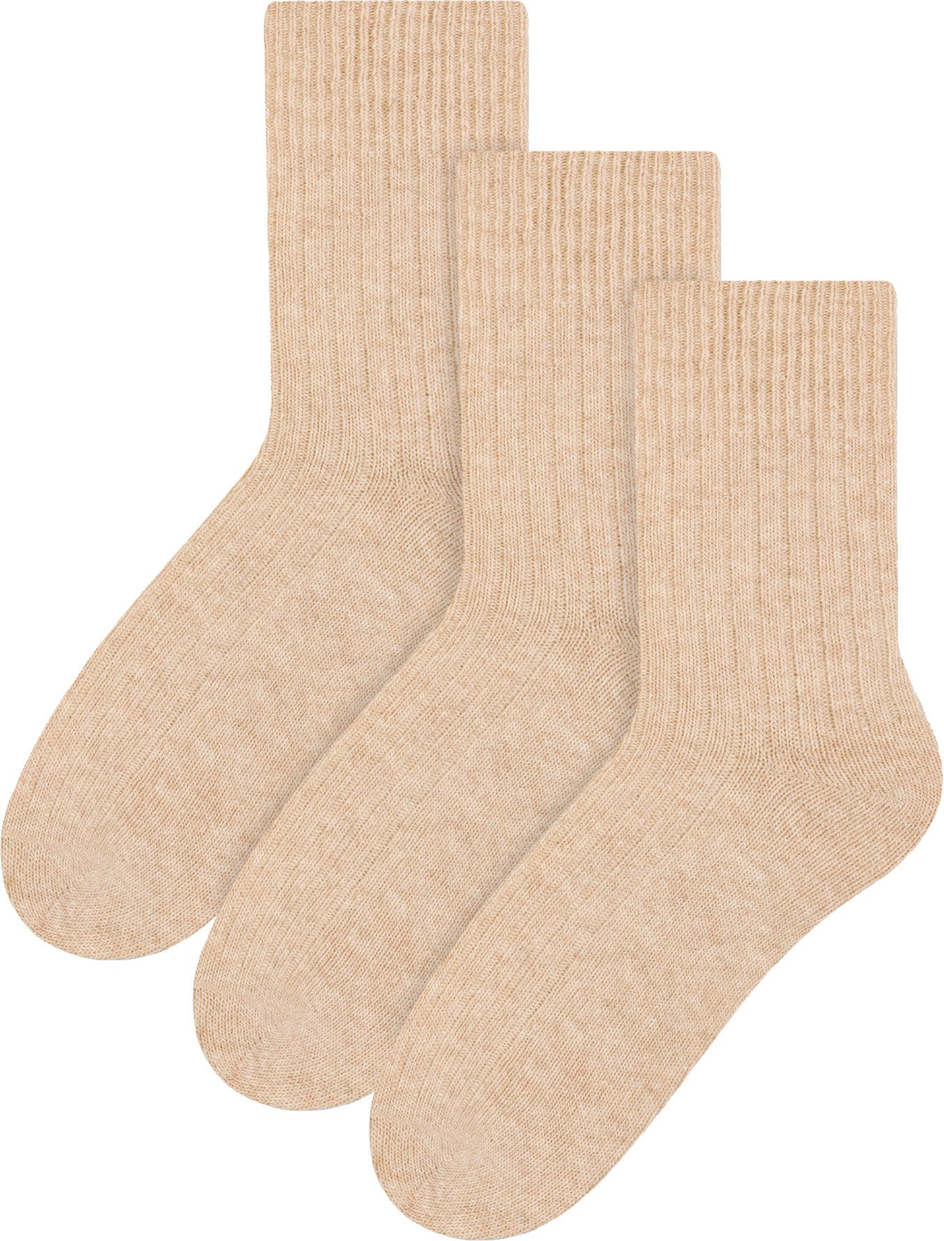 3 Paar Wollsocken für Damen | Steven | Atmungsaktive gepolsterte Damensocken Beige