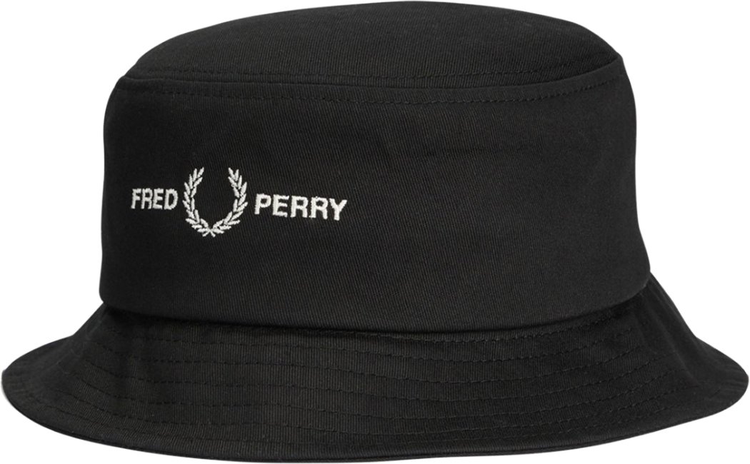 Schwarzer Fischerhut mit Markenlogo von Fred Perry