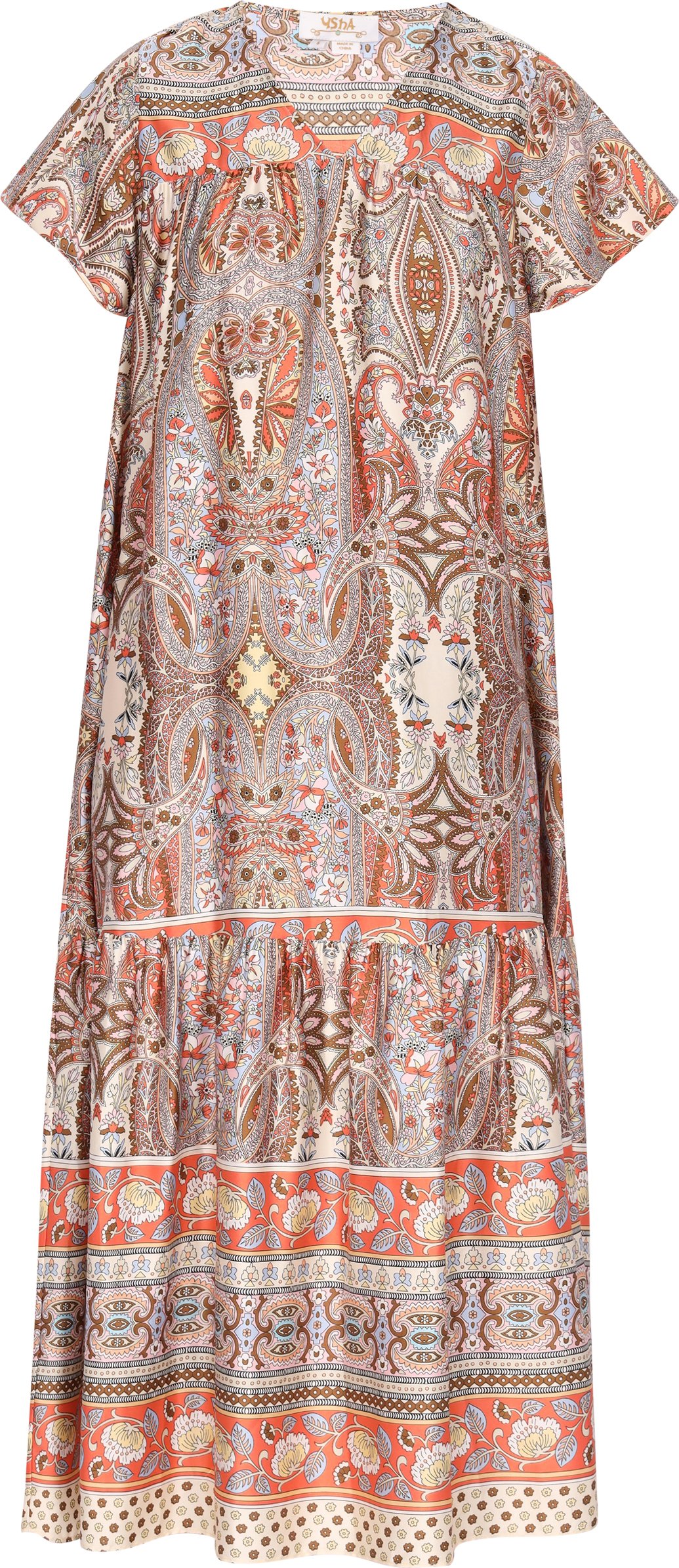 usha Kleid Damen Aprikose Mehrfarbig