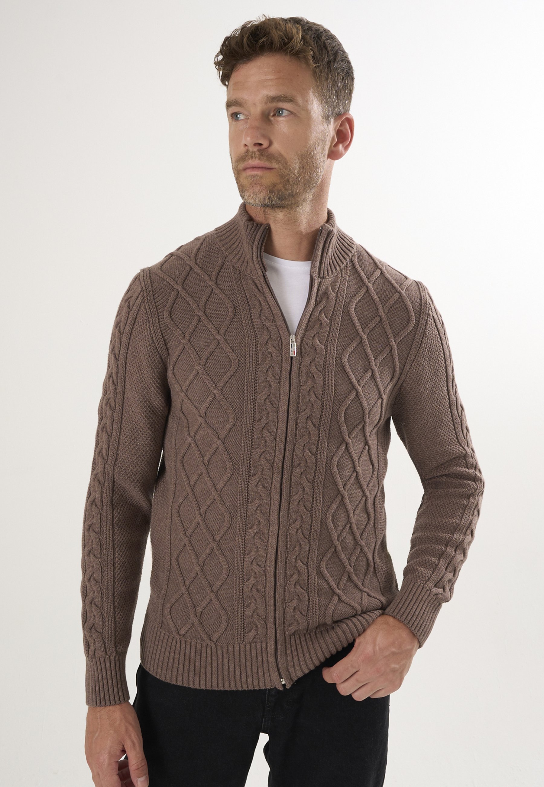Strickjacke Strickjacke Mit Durchgehendem Reißverschluss
