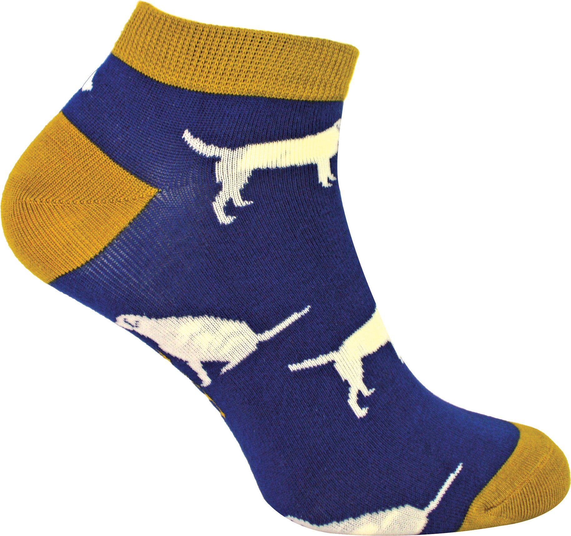 Herren Bambus-Trainersocken | Herr Heron | Tier Thema atmungsaktiv Low Cut Sneaker Socken - Labrador (Navy)