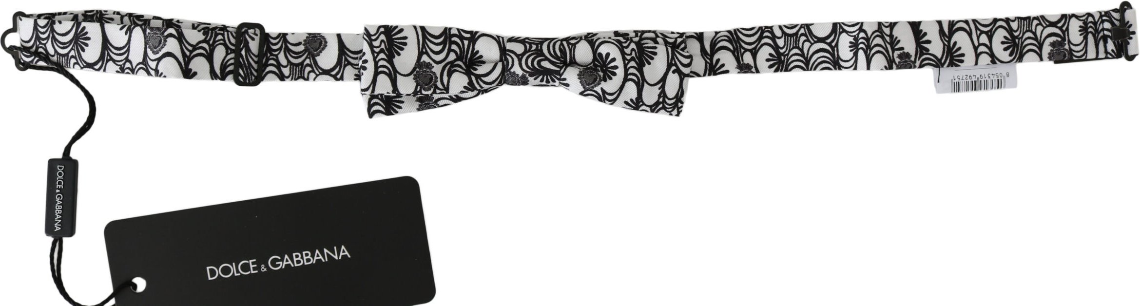 Dolce & Gabbana Weiß gemusterte Seidenkrawatte mit verstellbarem Ausschnitt Papillon