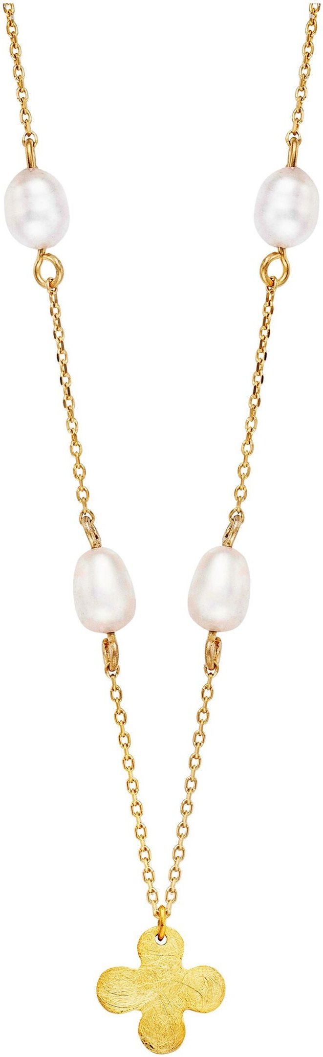 Julie Julsen Anhänger mit Kette 925 Silber vergoldet Kleeblatt und Perlen