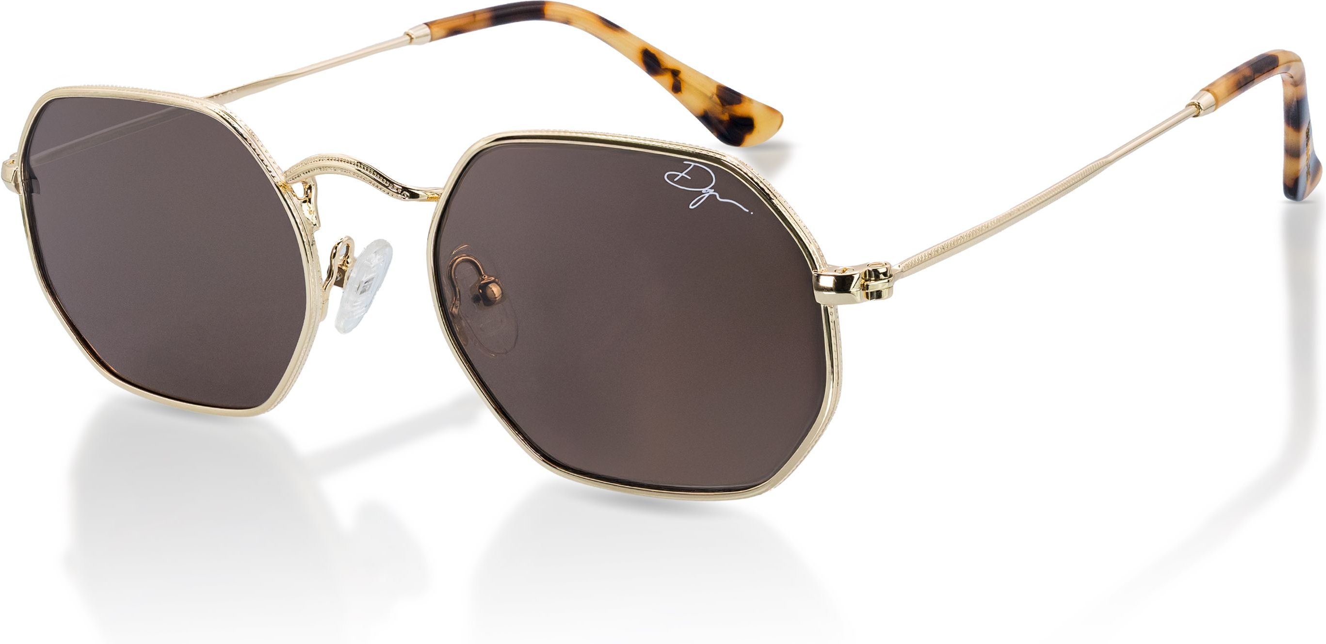 De-Gamme Gold Retro Rechteckige Polarisierte Sonnenbrille – Napoli