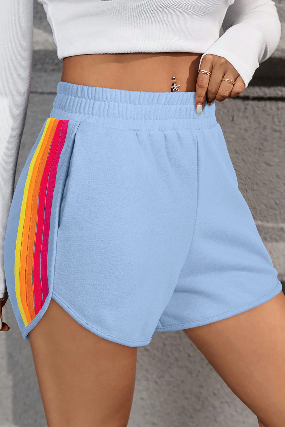 Regenbogenstreifen Freizeit Shorts