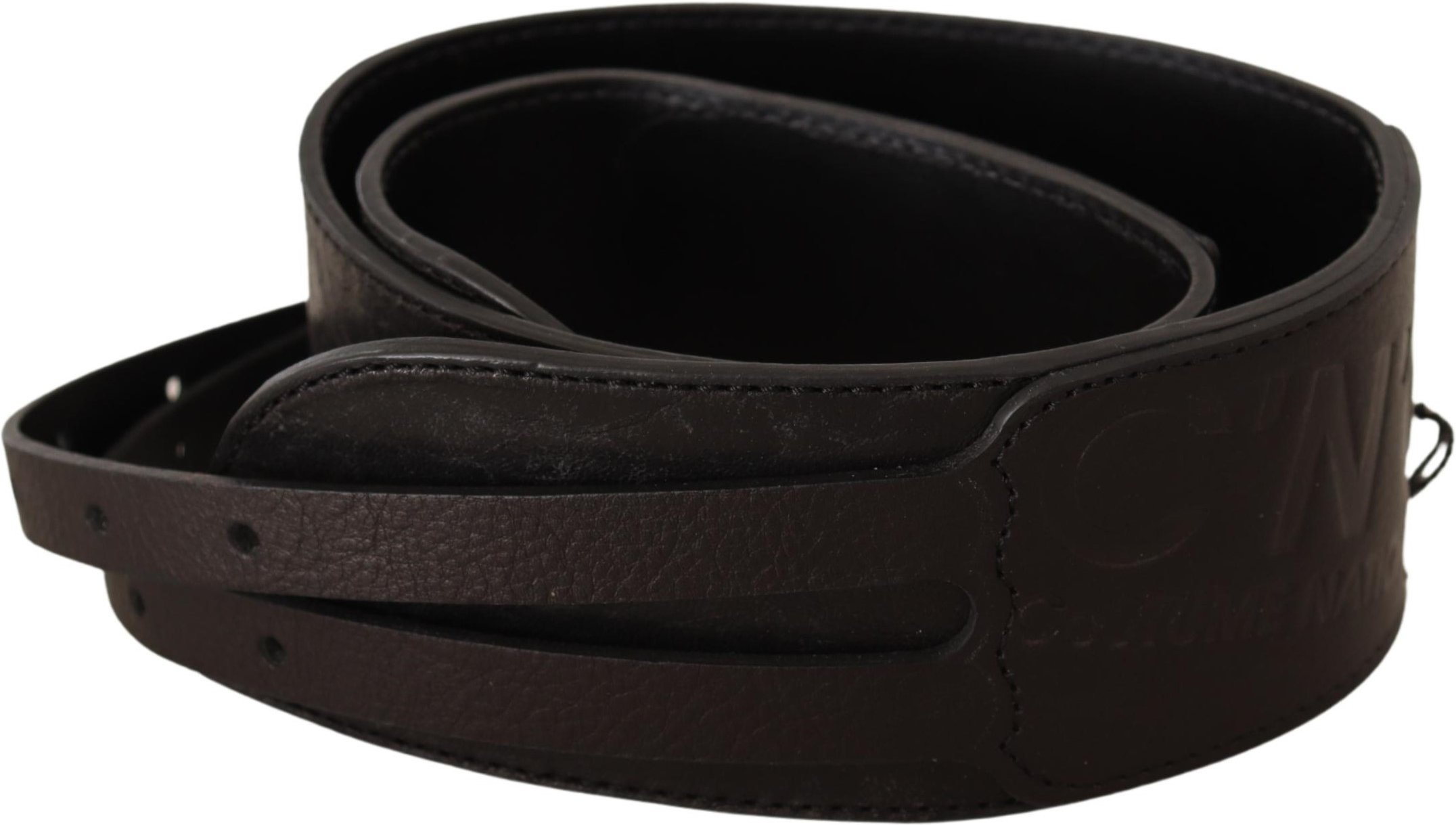 Costume National Damen Dunkelbrauner Leder Gürtel mit Doppel-Schnalle