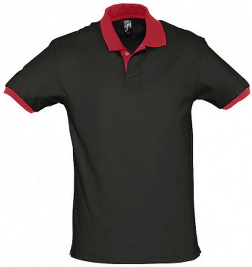Thumbnail - SOLS Prince Unisex-Kontrast-Pikee-Poloshirt aus Baumwolle mit kurzen Ärmeln (Schwarz/Rot)
