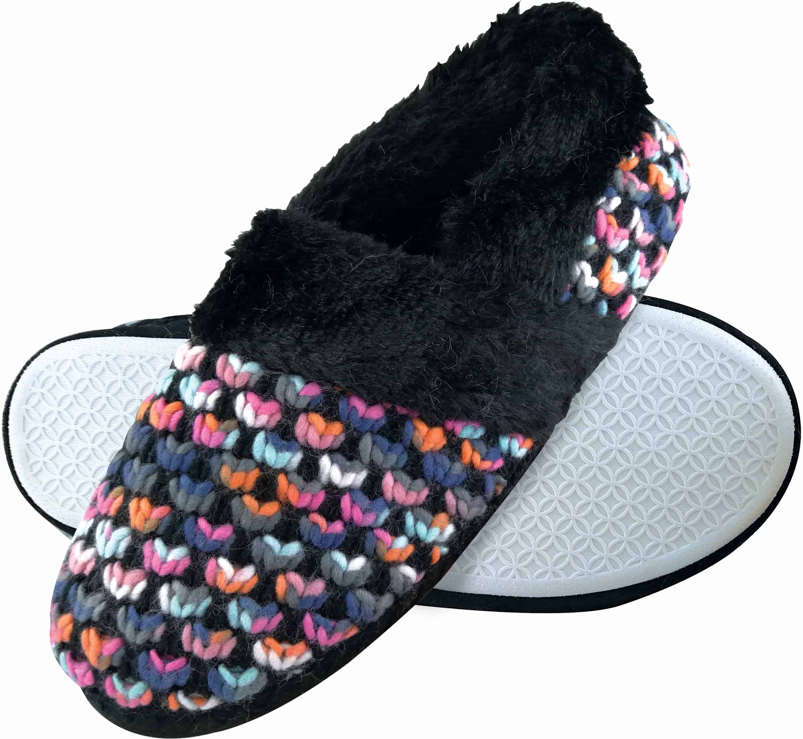 Dunlop - Damen niedlich flauschig Plüsch Winter warm Luxus Komfort gestrickt Hausschuhe